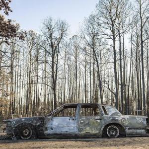 Car Burned by Wildfire, East Bastrop, Texas, USA by Carolyn Monastra