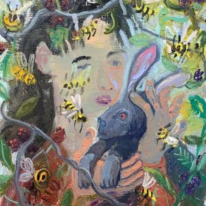 Girl with a Rabbit (Blackberry Pickers) by Ashley Norwood Cooper