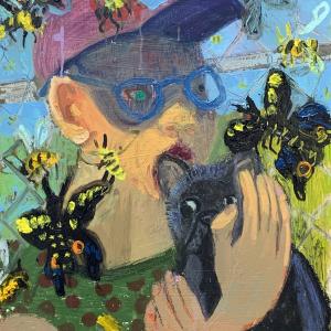 Boy with Dog and Butterflies by Ashley Norwood Cooper