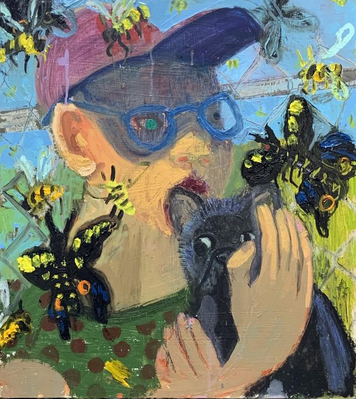 Boy with Dog and Butterflies by Ashley Norwood Cooper